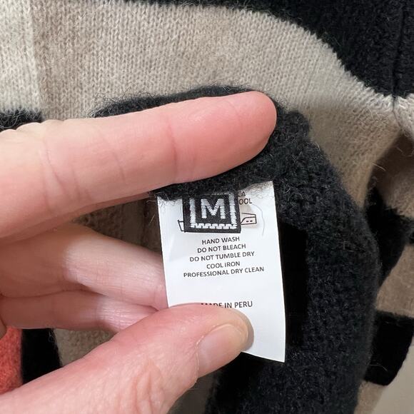 Womens Wool Alpaca Blend Striped Sweater Sz M Vibrant Unique Funky Designer Arty - Picture 4 of 9